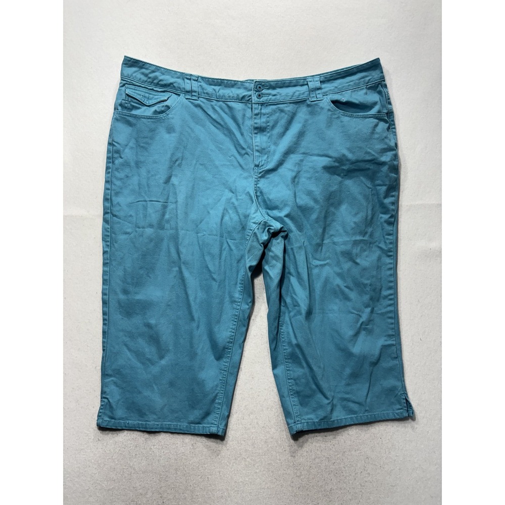 St. John's Bay Bermuda Shorts Womens 24W Blue Twill Relaxed Fit Stretch Casual